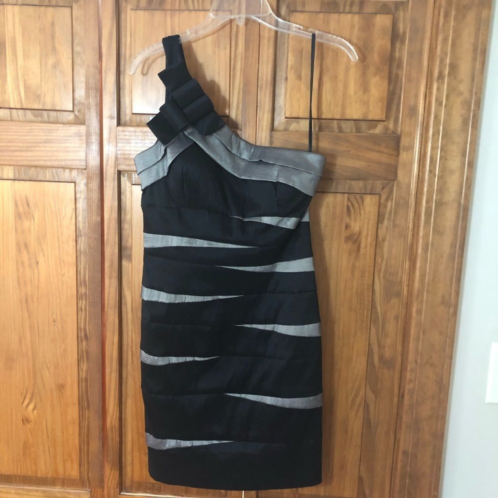 Black and Silver Gray cocktail dress